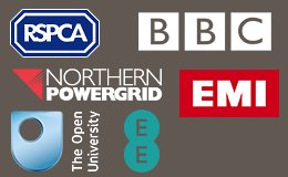 RSPCA, BBC, Northern Powergrid, EMI, The Open University, EE